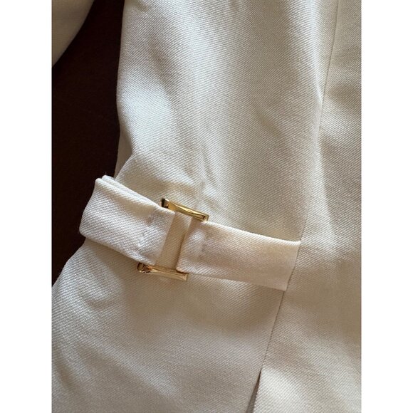 Vintage Y2K 2000s Bebe Off White Ivory Tailored Wool Blazer Size 6 - Picture 10 of 13